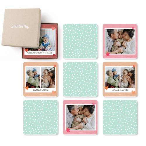 Hearts and Stars Frame Memory Game, glossy, Beige