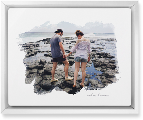 Brushstrokes Wall Art, White, Single piece, Metal, 8x10, Matte, White, white