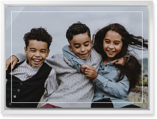 Floating Frame Wall Art, White, Single piece, Metal, 10x14, Glossy, White, white