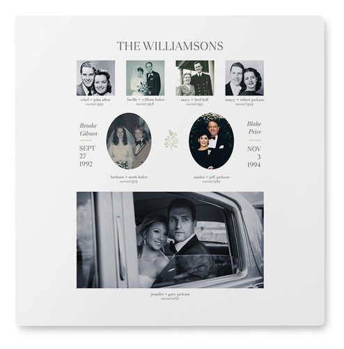 Marriage Family Tree Wall Art, No Frame, Single piece, Metal, 12x12, Matte, White, white