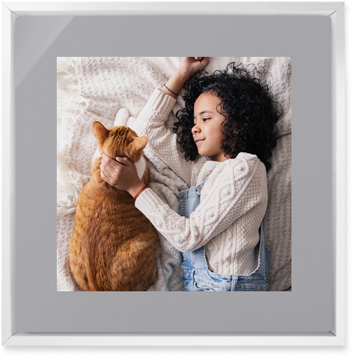 Full Frame One Wall Art, White, Single piece, Metal, 12x12, Glossy, Gray