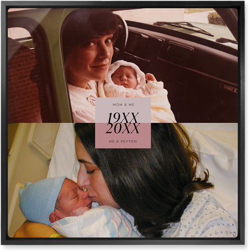 Then and Now Wall Art, Black, Single piece, Metal, 16x16, Glossy, Pink, desert rose