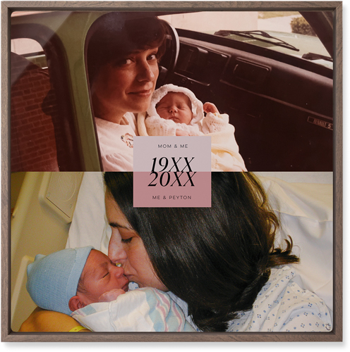 Then and Now Wall Art, Walnut, Single piece, Metal, 16x16, Matte, Pink, desert rose