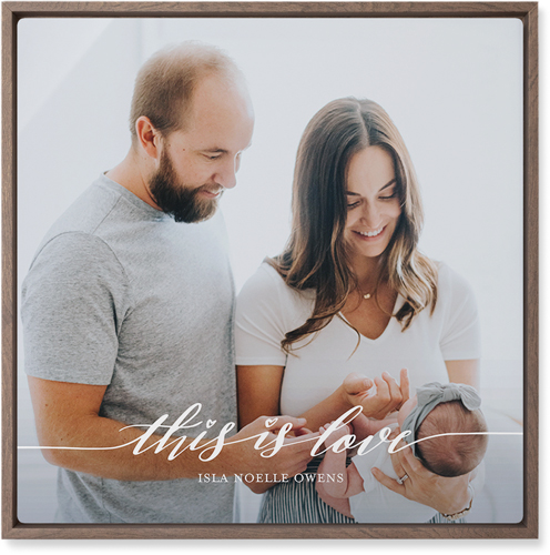 Love Is Portrait Wall Art, Walnut, Single piece, Metal, 16x16, Glossy, White, white