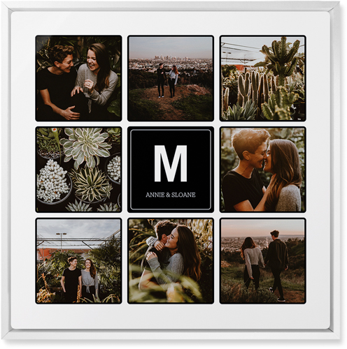 Photo Tiles Wall Art, White, Single piece, Metal, 16x16, Matte, Black, black