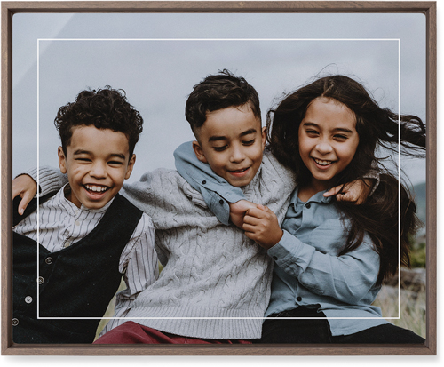 Floating Frame Wall Art, Walnut, Single piece, Metal, 16x20, Matte, White