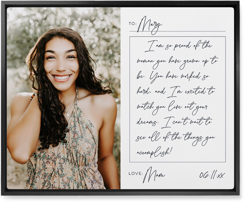 Handwritten Letter Wall Art, Black, Single piece, Metal, 16x20, Glossy, White, white