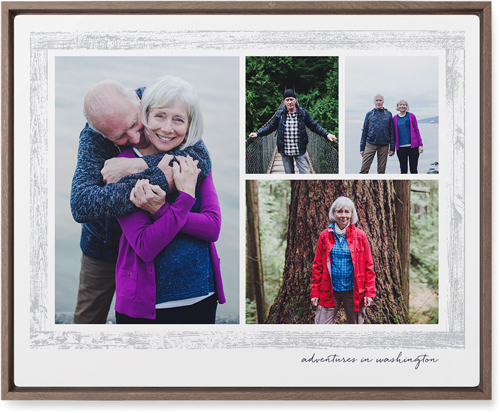 Brushed Border Collage Of Four Wall Art, Walnut, Single piece, Metal, 16x20, Glossy, Gray, smoke