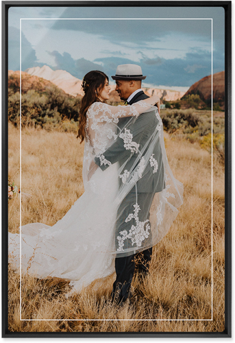Floating Frame Portrait Wall Art, Black, Single piece, Metal, 20x30, Glossy, White