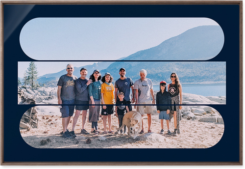 Connected Frames Wall Art, Walnut, Single piece, Metal, 24x36, Matte, Blue, midnight