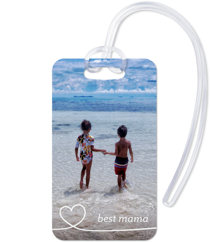 Heart Line Art Luggage Tag, Large, White