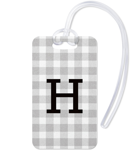 Plaid Monogram Luggage Tag, Large, Multicolor