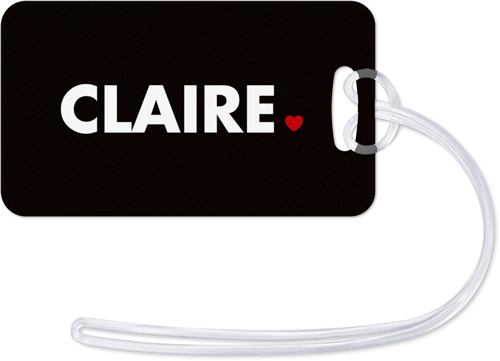 Name Heart Luggage Tag, Large, Black