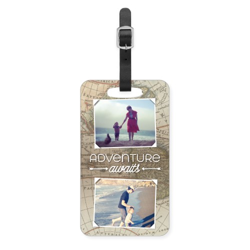 Map of Adventure Luggage Tag, Large, Beige