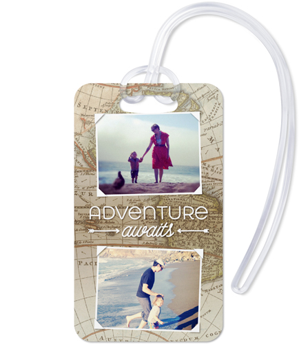 Map of Adventure Luggage Tag, Large, Beige