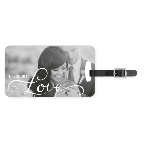 Hand-Lettered Love Luggage Tag, Large, White