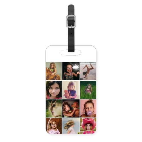 Collage Squares Luggage Tag, Large, White