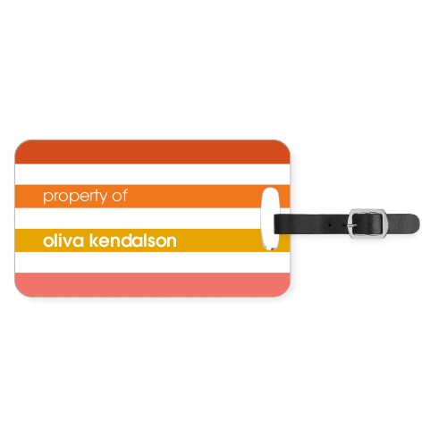 Colorful Stripes Luggage Tag, Large, Orange