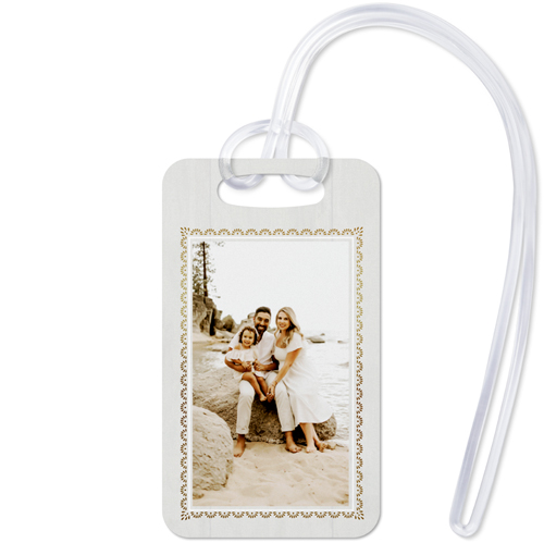 Boho Border Luggage Tag, Small, White, white