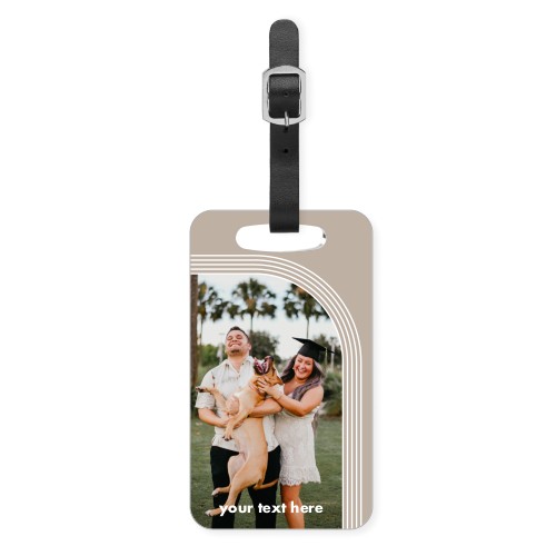 Arched Border Luggage Tag, Small, Beige
