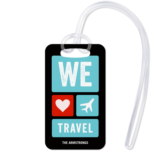 We Heart Travel Luggage Tag, Small, Black