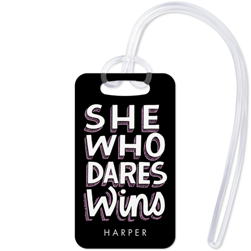 Active She Wins Luggage Tag, Small, Black