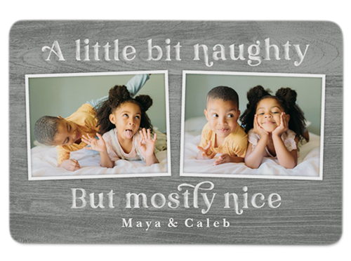 Naughty or Nice Metal Magnet, 2x3, Gray