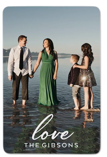 Love Script Portrait Metal Magnet, 2x3, White, white