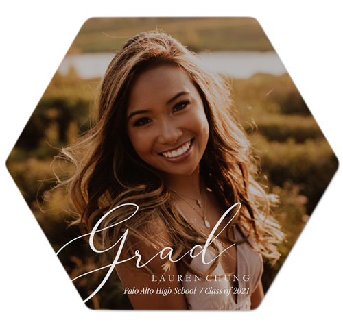 Scripted Grad Metal Magnet, 4, White, white