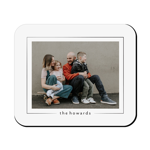 Simple Outline Border Landscape Mouse Pad, Rectangle, Gray