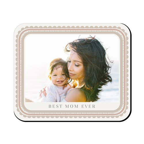 Scalloped Frame Mouse Pad, Rectangle, Beige