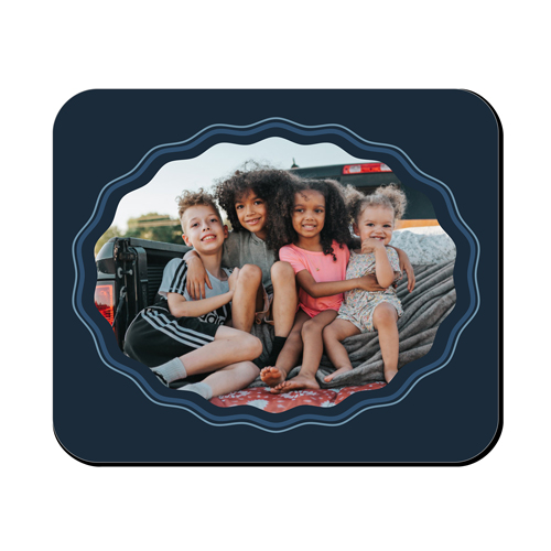 Rippled Border Mouse Pad, Rectangle, Black, silhouette