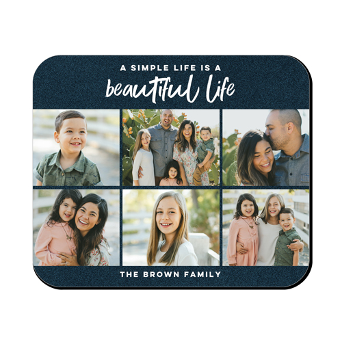 Simple Beautiful Life Mouse Pad, Rectangle, Blue