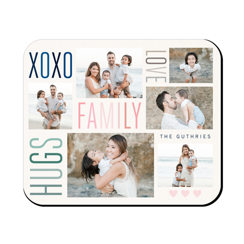 Watercolor Family Love Hugs Mouse Pad, Rectangle, Beige, antique white