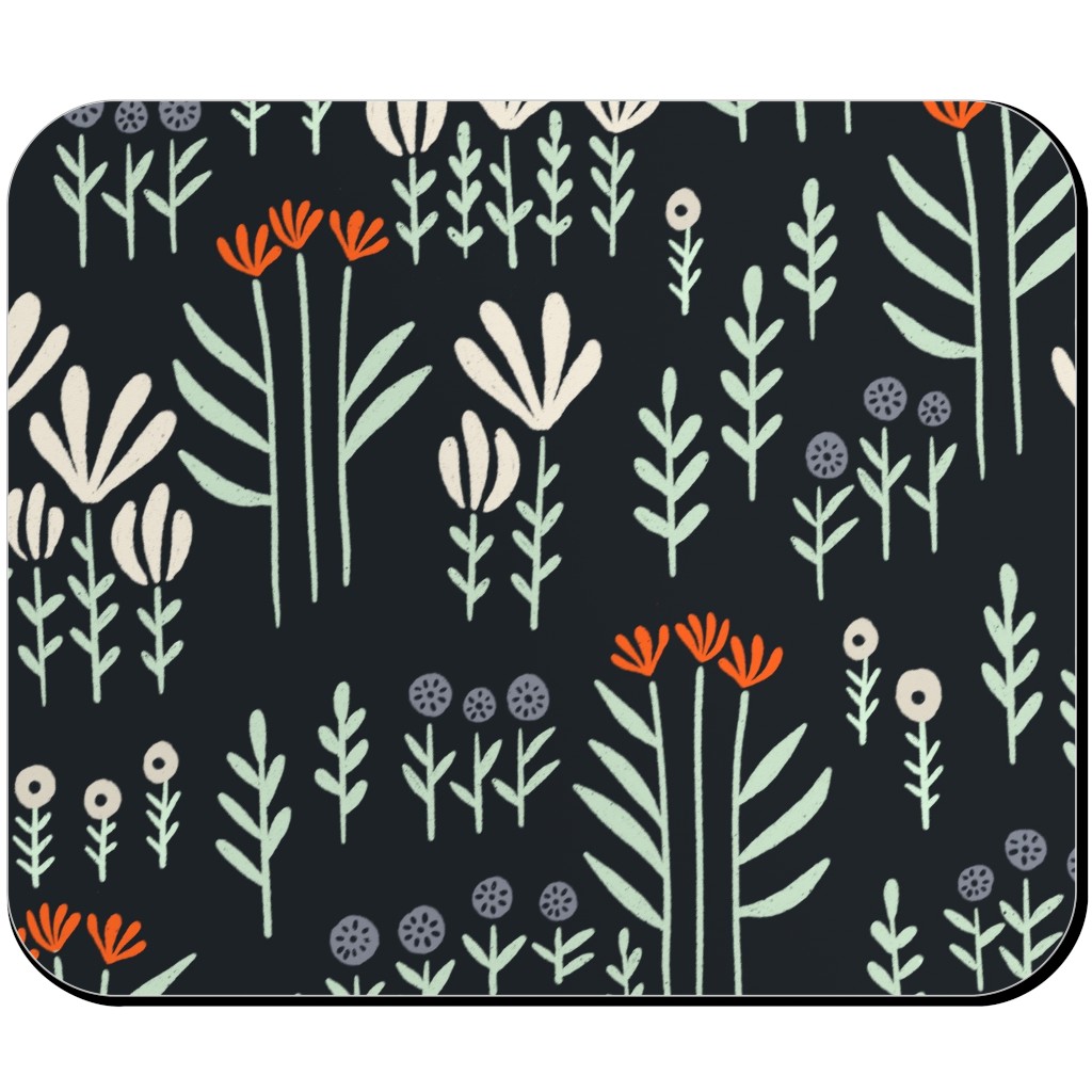 Delicate Floral - Orange and White Mouse Pad, Rectangle Ornament, Black