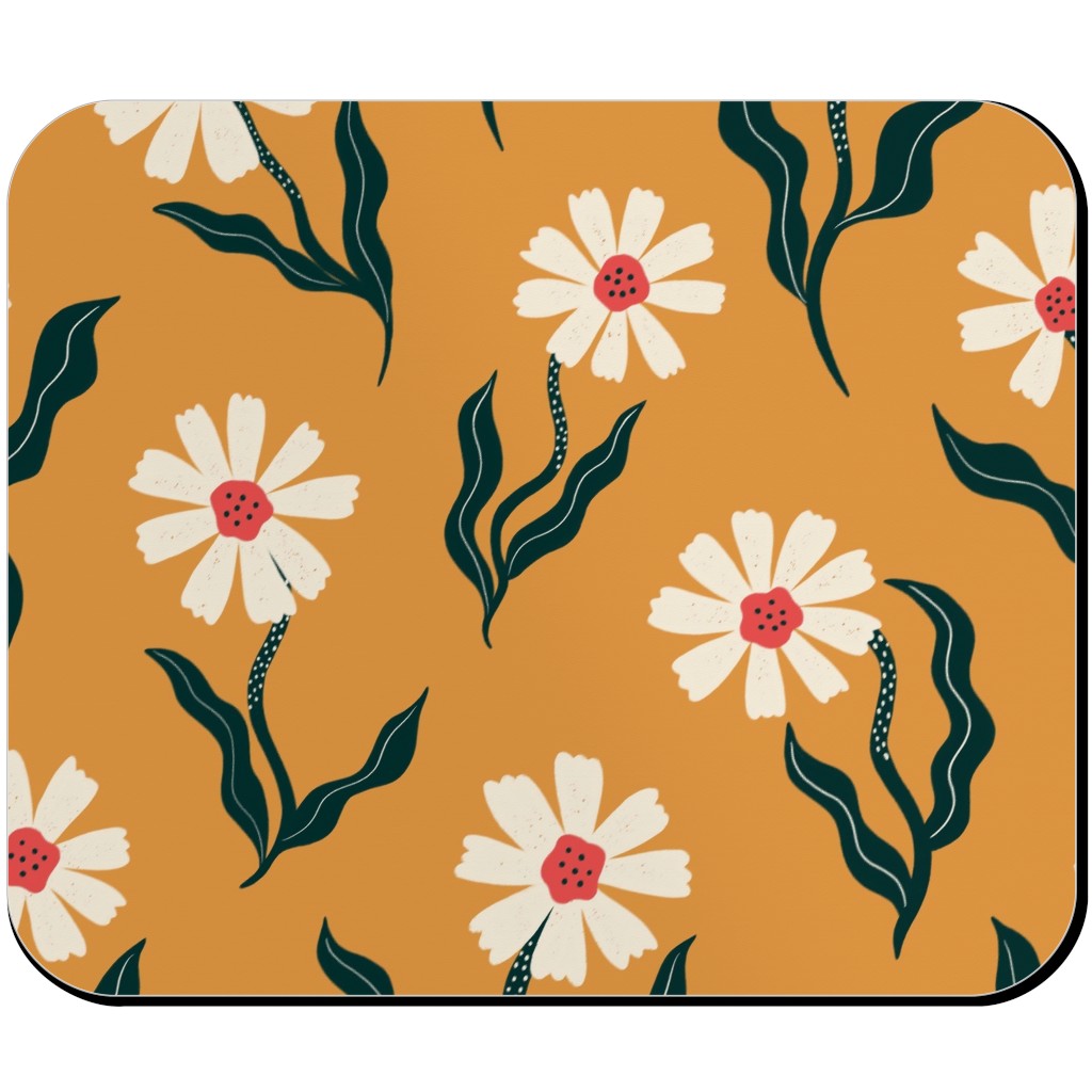 Flower Power - Orange Mouse Pad, Rectangle Ornament, Yellow
