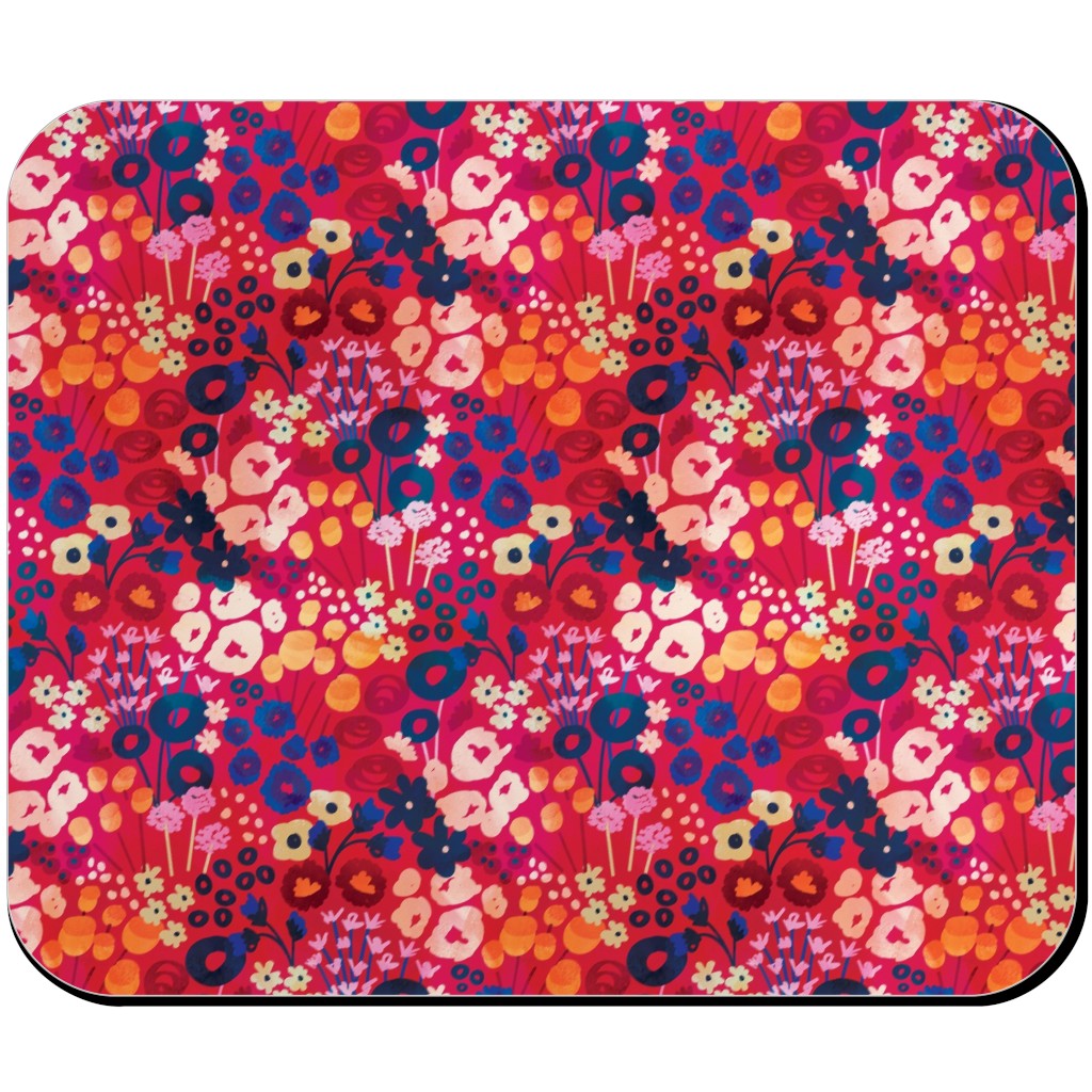 Modern Retro Floral - Multi Mouse Pad, Rectangle Ornament, Multicolor
