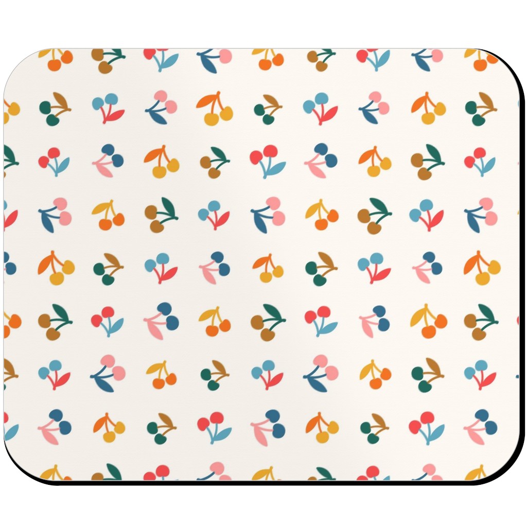 Colored Cherries - Earthy Mouse Pad, Rectangle, Beige, Pearl