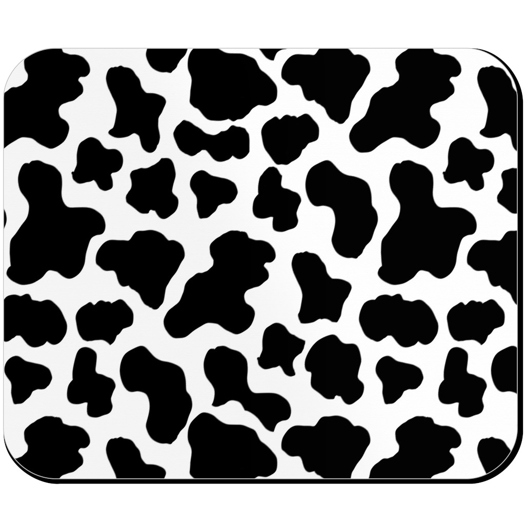 Cow Print - Black and White Mouse Pad, Rectangle Ornament, Black