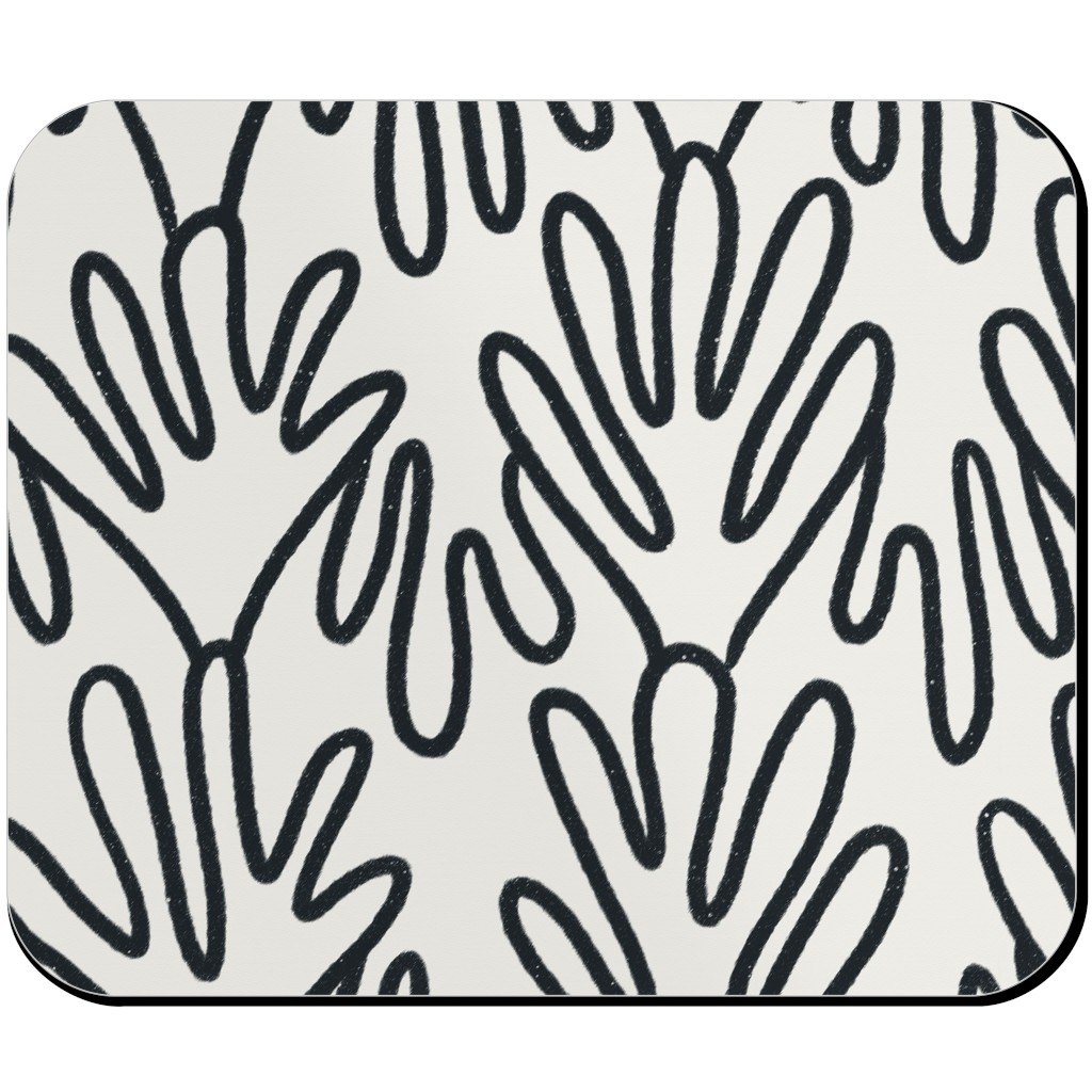 Wavy Lines - Black on White Mouse Pad, Rectangle Ornament, White