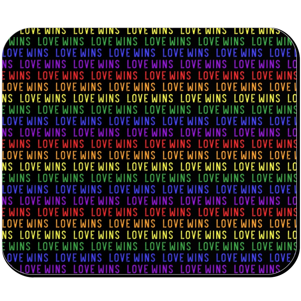 Love Wins Rainbow Mouse Pad, Rectangle, Multicolor, Black