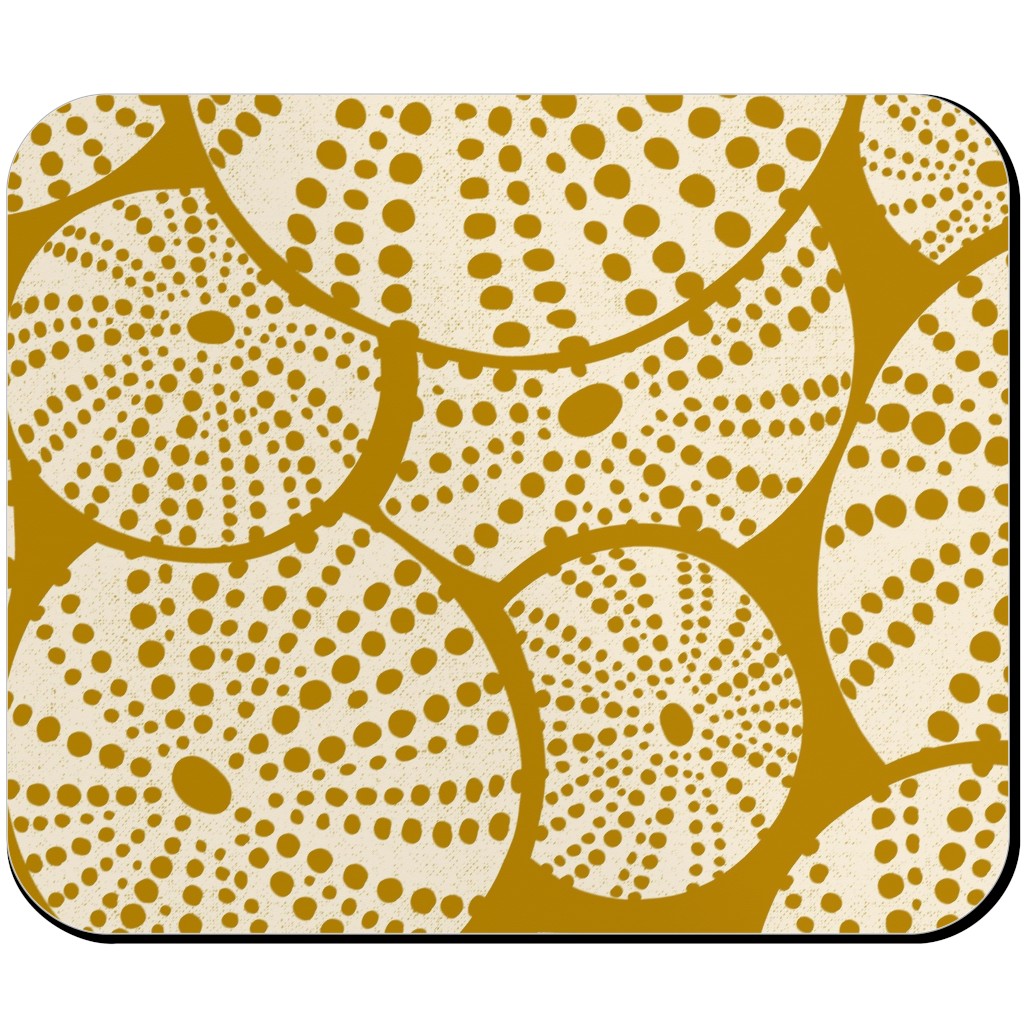 Bed of Nautical Sea Urchins - Ivory on Golden Yellow Mouse Pad, Rectangle, Yellow, Classic Yellow