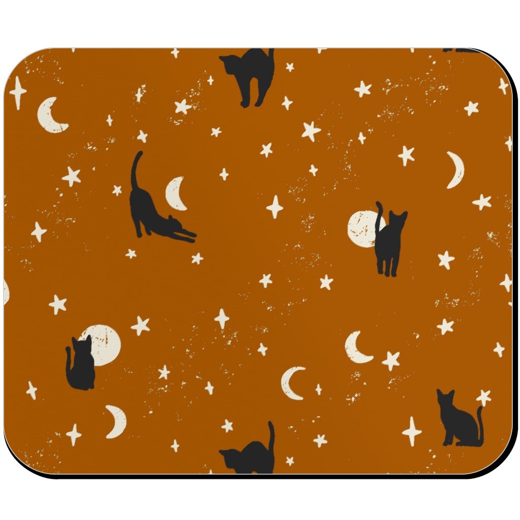 Black Cats - Burnt Orange Mouse Pad, Rectangle, Orange
