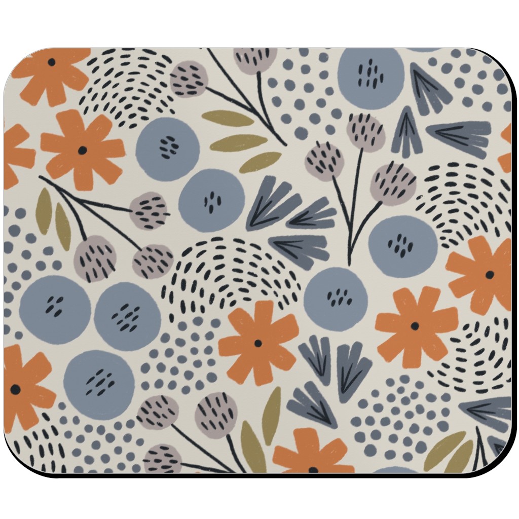 Phyllis Floral - Orange and Blue Mouse Pad, Rectangle, Multicolor