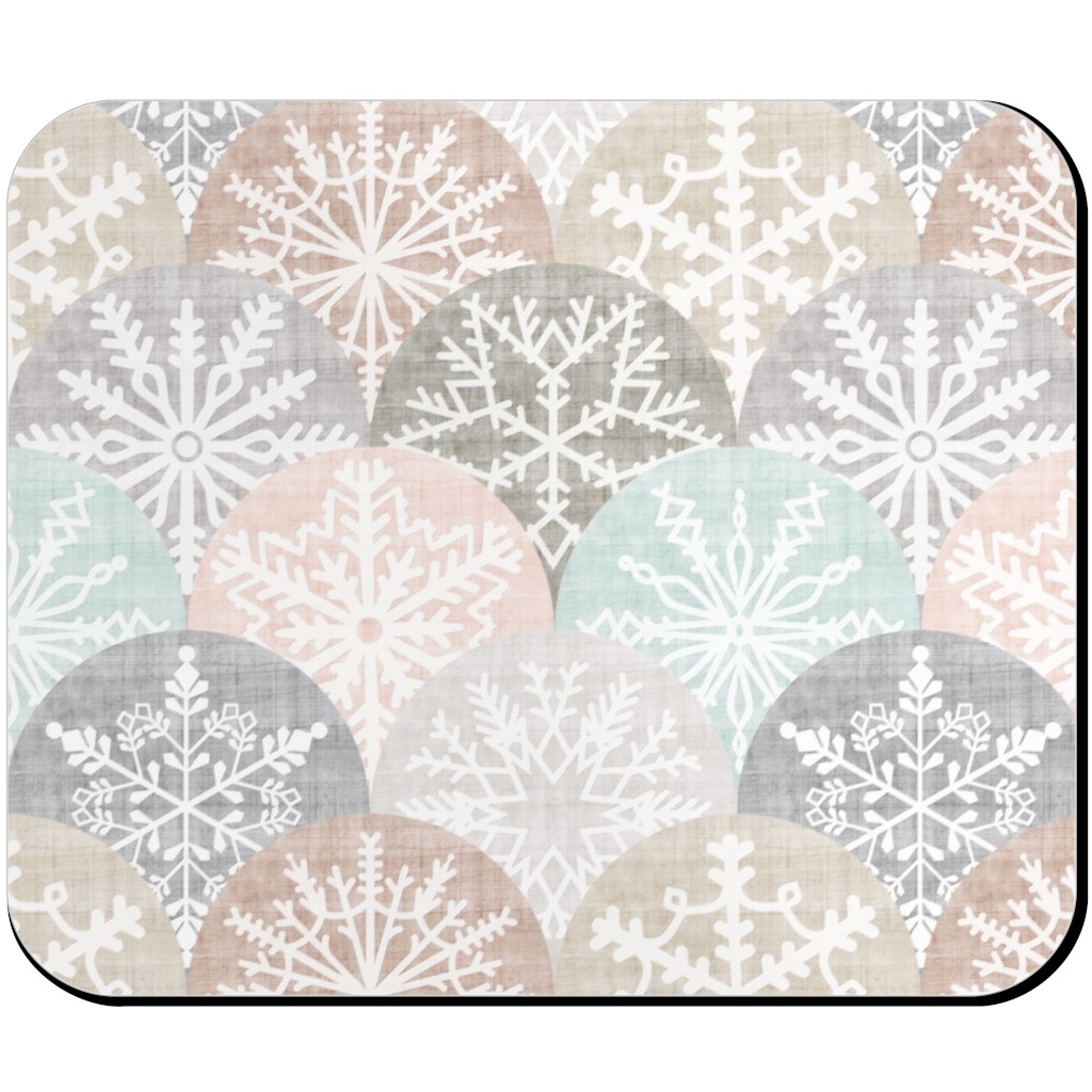 Winter Snowflake Scales - Neutral Mouse Pad, Rectangle Ornament, Beige