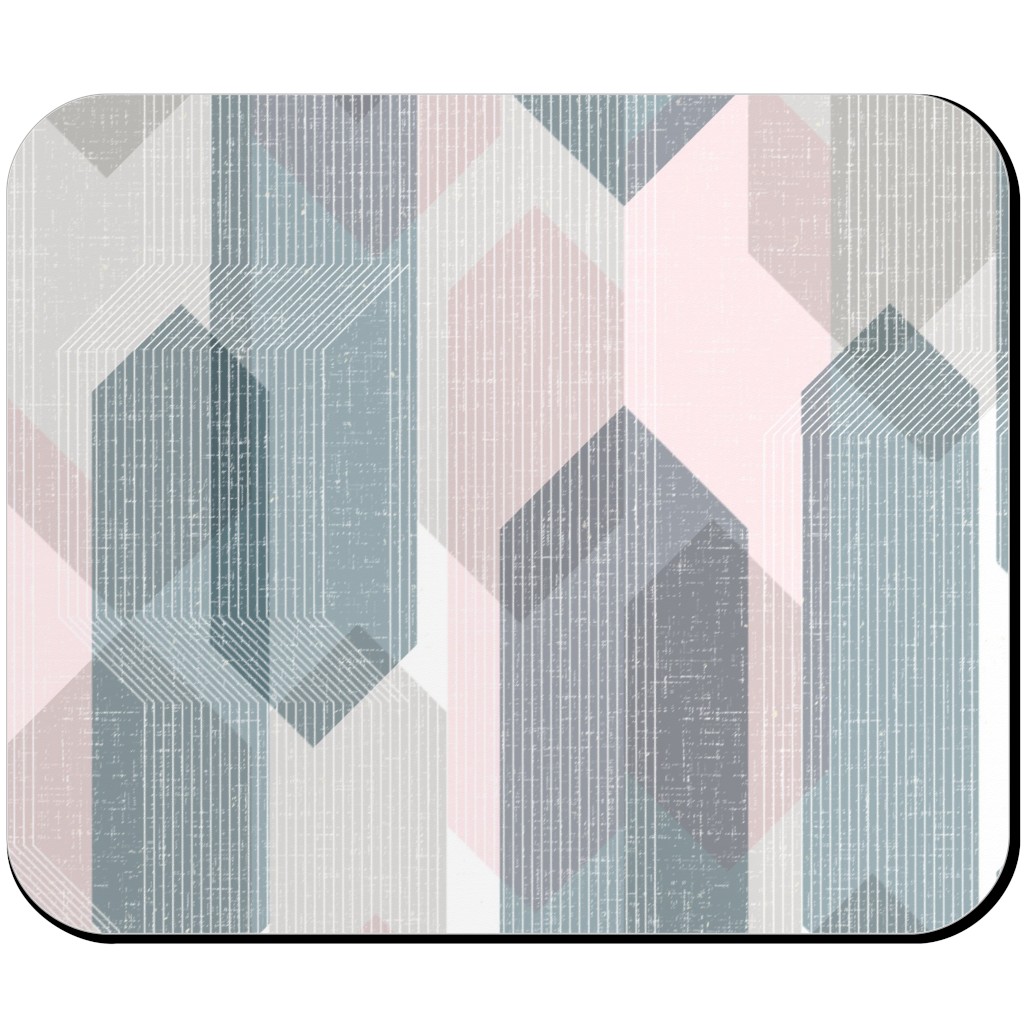 Deco Mod Hex Reflections - Sorbet Mouse Pad, Rectangle, Gray, Gray