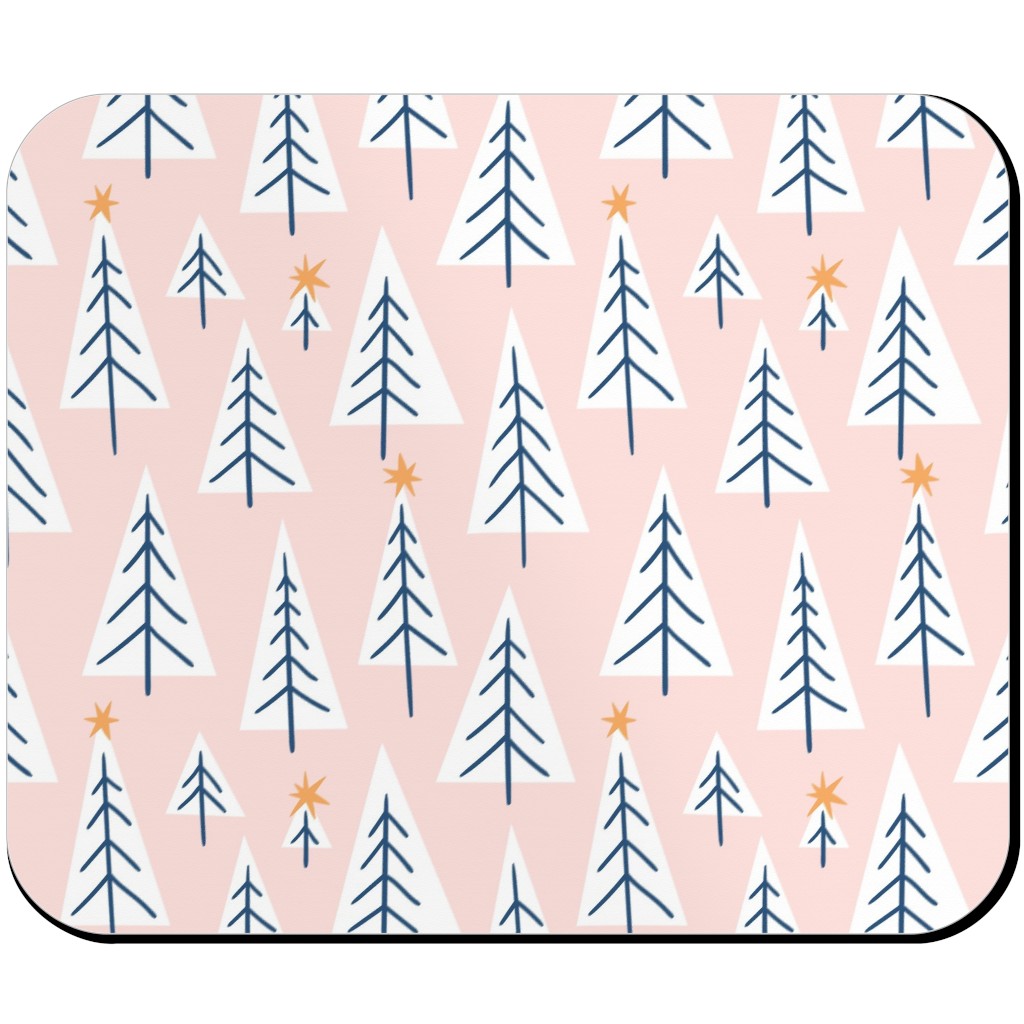 Christmas Forest on Pink Mouse Pad, Rectangle Ornament, Pink