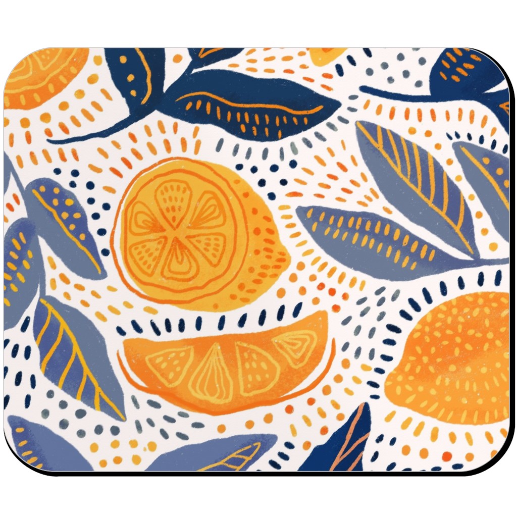 Give Me Those Lemons - Blue and Yellow Mouse Pad, Rectangle Ornament, Yellow