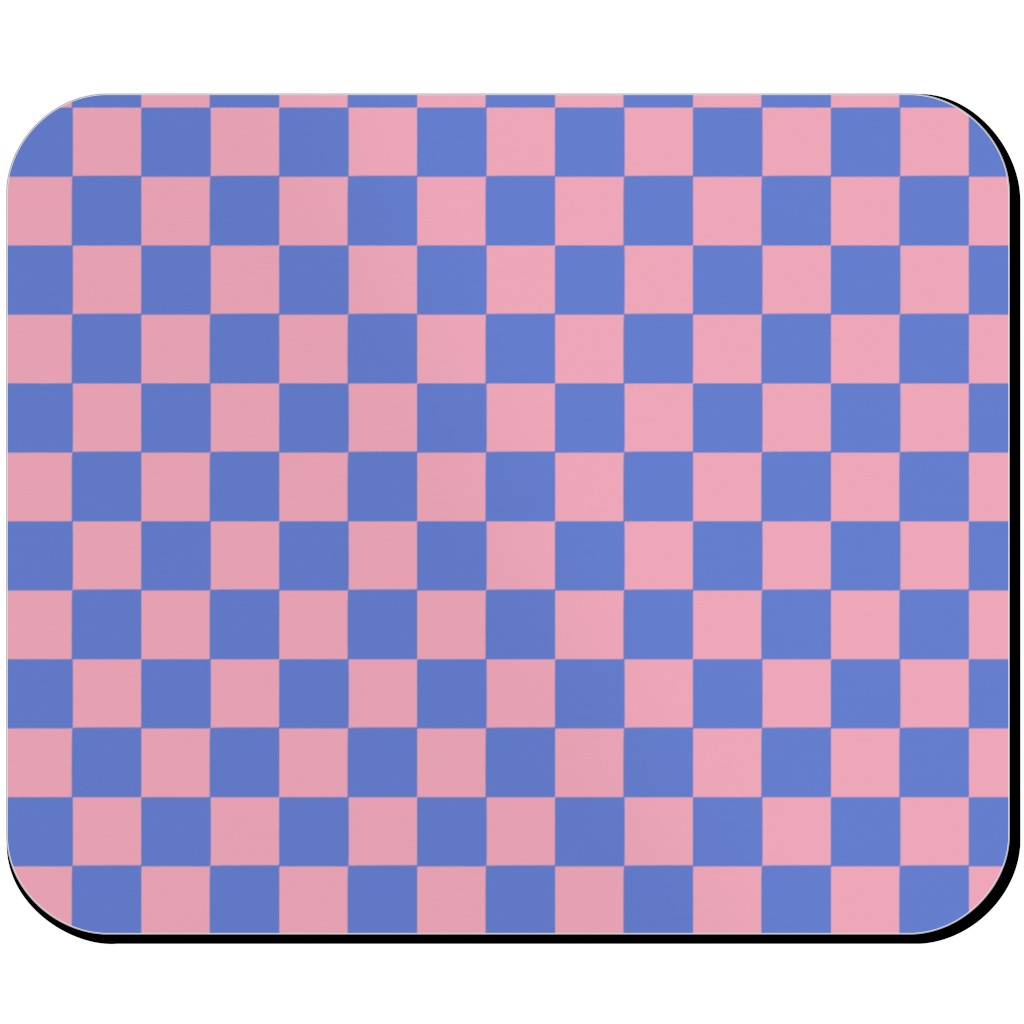 Fun Checkers - Pink and Purple Mouse Pad, Rectangle, Pink, Bright Pink
