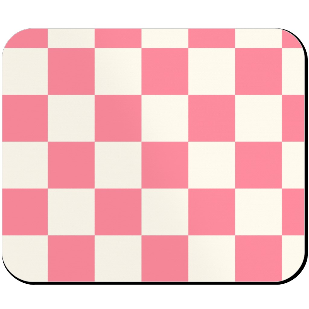 Checkered Pattern - Pink Mouse Pad, Rectangle, Pink, Bright Pink